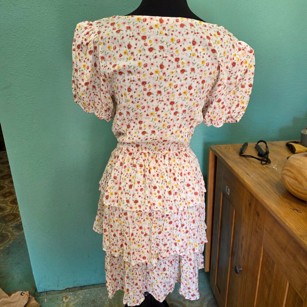 Liberty Love Dress L Milkmaid Tiered Peasant Cottagecore boho Floral gently used